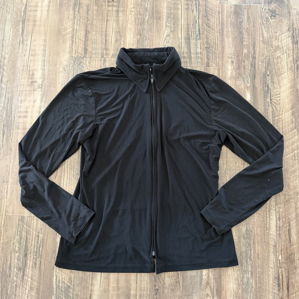 Vtg Hobby Horse Western Show Shirt Black Zip Front Breathable SZ XL Long Sleeve